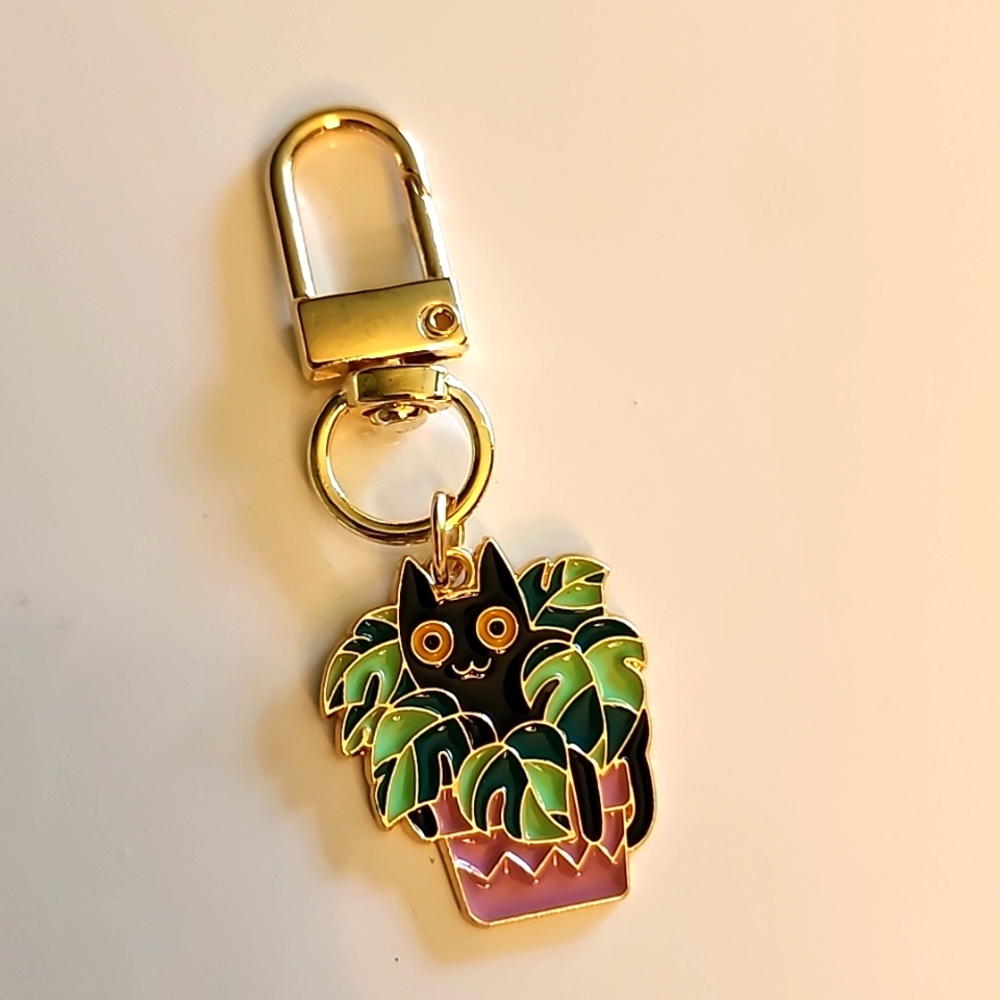 Mischievous CAT  ZIPPER Pull purse charm   Charm bracelet Lobster claw